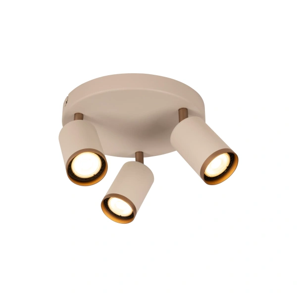 Plafondspot drie-lichts taupe met goudaccenten Lucide REGINA