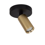Plafondspot goud messing 1-lichts met zwarte basis Lucide