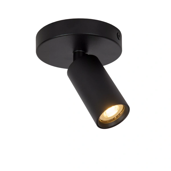 Zwarte moderne plafondspot 10 cm met verstelbare cilindervormige spotkop