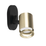 Zwart-gouden wandlamp spot met cilindrische kap en GU10 fitting