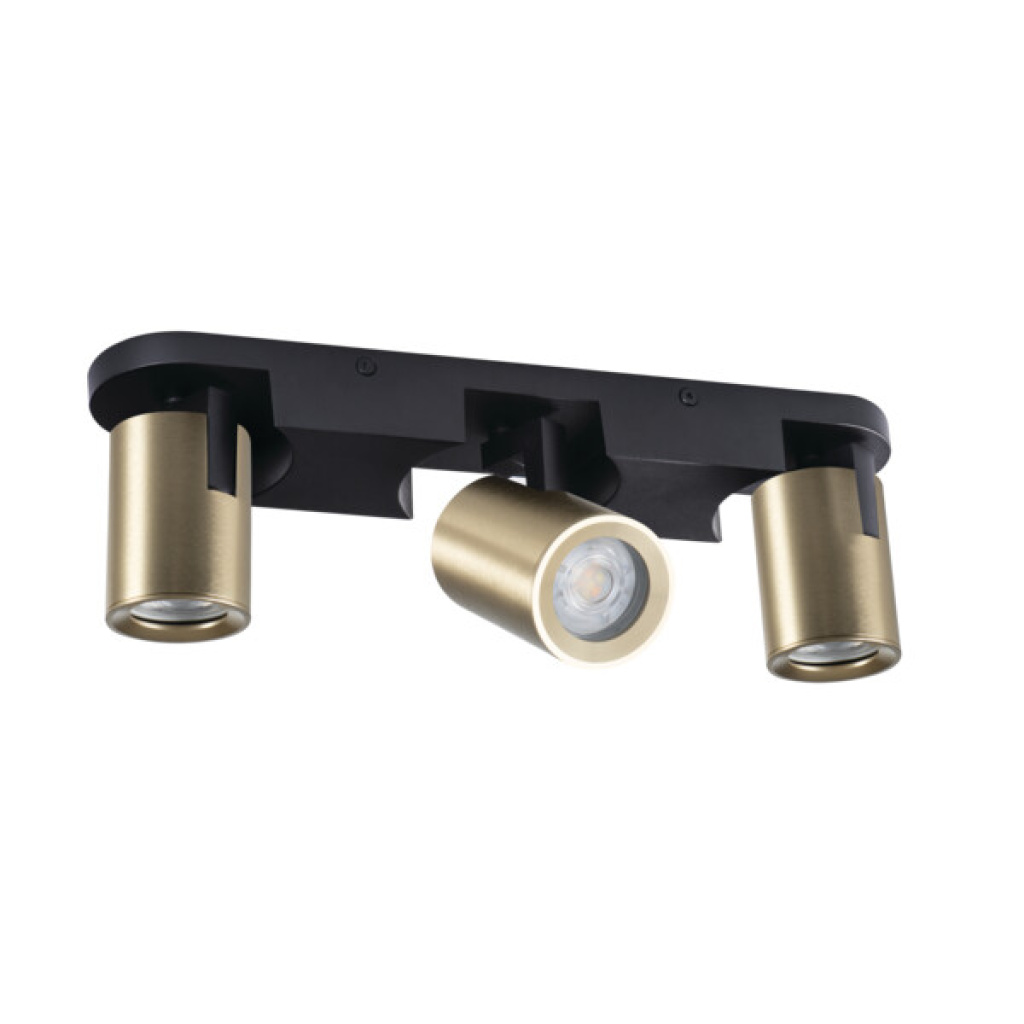 Zwart goud plafondspot met drie verstelbare cilinderlampen GU10 fitting