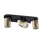 Zwart goud plafondspot met drie verstelbare cilinderlampen GU10 fitting