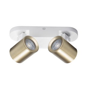 Witte plafondspot met twee goudkleurige verstelbare cilinders GU10 fitting