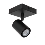 Zwarte metalen plafondlamp met één verstelbare spot Lucide AMIGO
