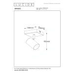 Maattekening witte moderne plafondlamp Lucide Amigo 1-lichts