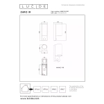 Maattekening wandlamp zwart Up Down GU10 IP65 met sensor Lucide ZARO