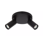 Plafondspot zwart met twee verstelbare lichtspots van metaal 15 cm Lucide