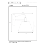 Wandlamp Japandi grijs Lucide Possio maattekening met afmetingen in centimeters
