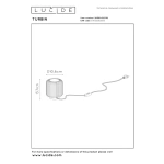 Tafellamp zwart 3000K Lucide maattekening met hoogte en diameter