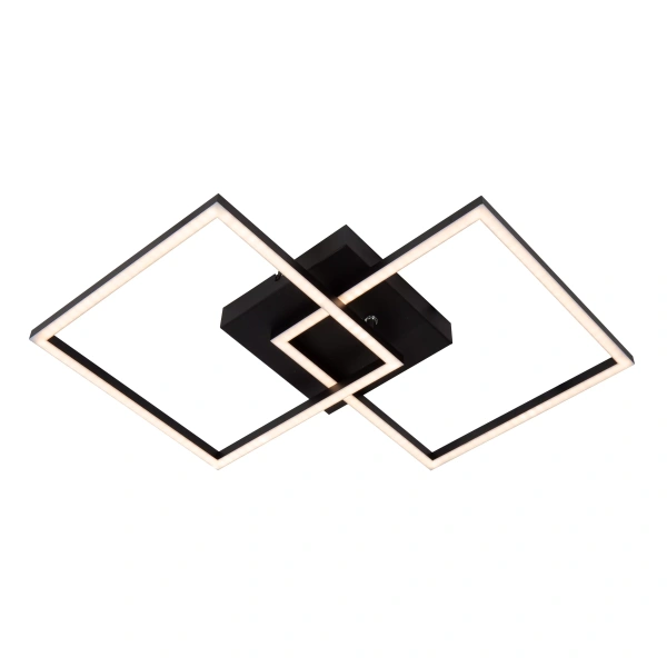 Zwarte LED plafonnière met twee vierkante ringen en instelbare kleurtemperatuur