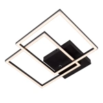 Plafonnière LED zwart met twee vierkante ringen en instelbare kleurtemperatuur