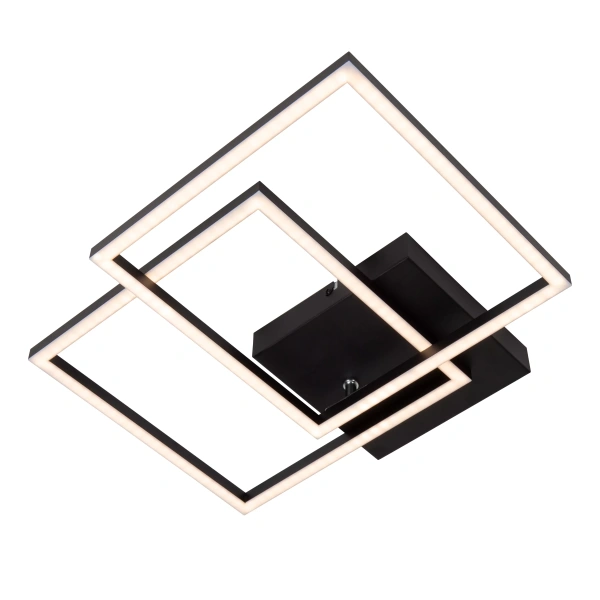 Plafonnière LED zwart met twee vierkante ringen en instelbare kleurtemperatuur