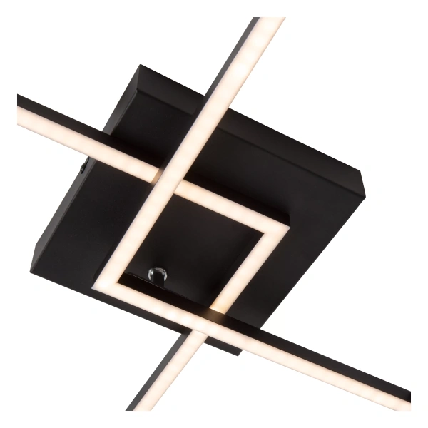 Zwarte LED plafonnière met verstelbare lichtkleur en moderne vierkante vorm