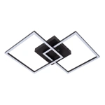 Zwarte LED plafonnière met twee vierkante ringen en CCT lichtkleur