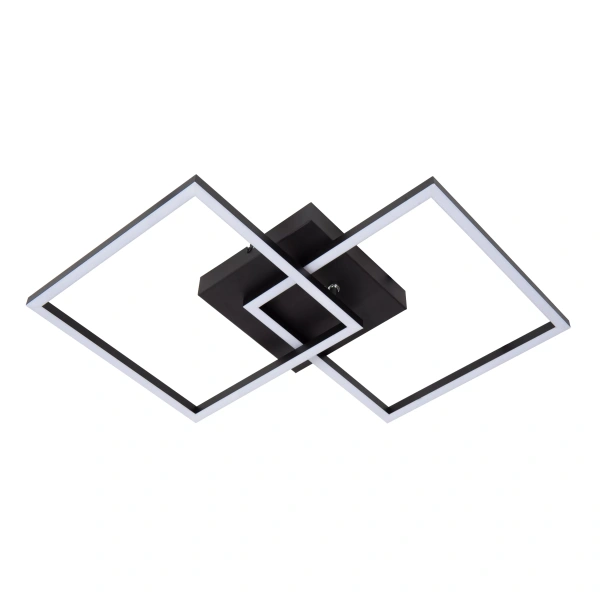 Zwarte LED plafonnière met twee vierkante ringen en CCT lichtkleur