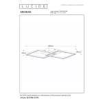 Maattekening plafonnière LED zwart Lucide ARIANNE met afmetingen in millimeters