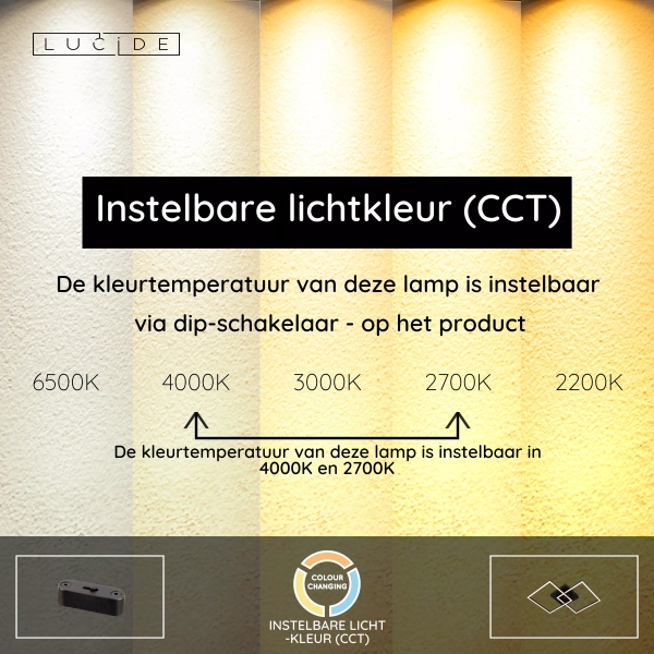 Plafonnière LED zwart met instelbare lichtkleur 2700K of 4000K