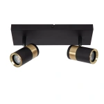 Plafondspot twee-lichts zwart met goudaccenten Lucide Gorik