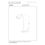 Maattekening van groene tafellamp JASPER van Lucide met afmetingen