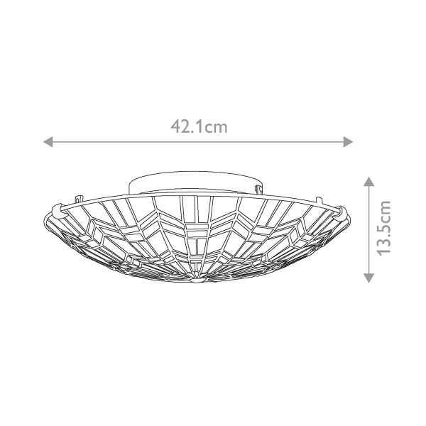 Plafondlamp Tiffany 2-lichts rond Quoizel maattekening met afmetingen