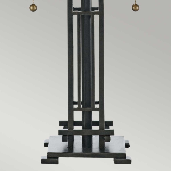 Tafellamp bronskleurig metalen voet met geometrisch open frame