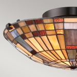 Plafondlamp Tiffany rond glas-in-lood bronskleurige fitting 41 cm