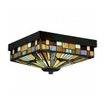 Plafondlamp Tiffany 2-lichts met glas-in-lood patroon in aardetinten