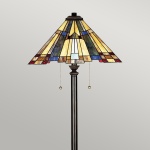 Vloerlamp Tiffany 2-lichts brons met glas-in-lood kap 43 cm