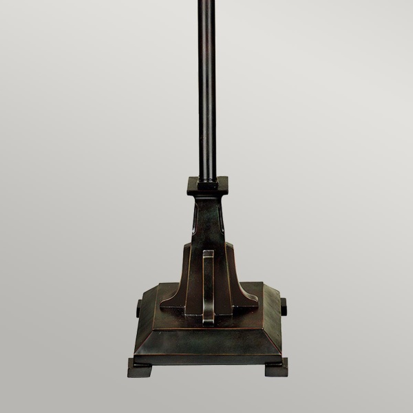 Vloerlamp bronskleurige voet met strakke geometrische vorm Quoizel