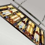 Hanglamp Tiffany 3-lichts vierhoek brons met glas-in-lood patroon