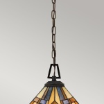 Hanglamp Tiffany glas-in-lood piramidevorm bronskleurige ketting