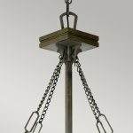 Hanglamp Tiffany brons met metalen kettingen en staafophanging