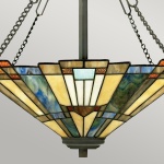Hanglamp Tiffany 3-lichts met bronzen armatuur en glas in aardetinten