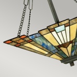 Hanglamp Tiffany 3-lichts met bronzen frame en glas in piramidevorm