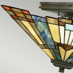 Plafondlamp Tiffany glas-in-lood bronskleurige afwerking geometrisch patroon