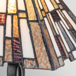Tafellamp Tiffany glas-in-lood kap in warme amber en roodtinten