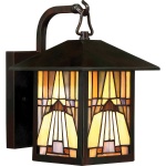 Lantaarn buitenlicht brons met glas-in-lood patroon in Tiffany-stijl