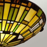 Plafondlamp Tiffany glas in geelgroene tinten met bronzen afwerking