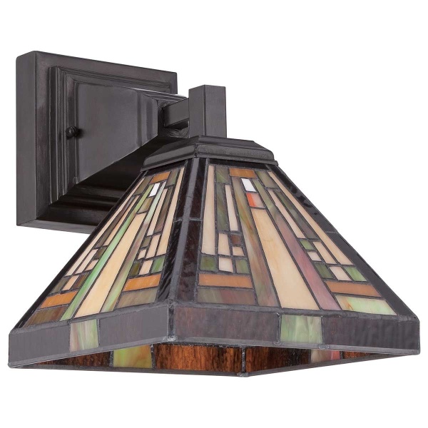 qz-stephen1_2 Wandlamp Tiffany brons met glas-in-lood kap in aardetinten Quoizel