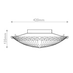 Plafondlamp Tiffany rond brons twee-lichts maattekening 420x135 mm