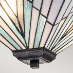 Hanglamp Tiffany glas in piramidevorm met vintage bronzen fitting