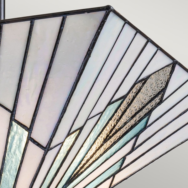 Hanglamp Tiffany glas in piramidevorm met vintage bronzen afwerking