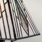 Tafellamp Tiffany met glazen kap in wit en blauw geometrisch patroon