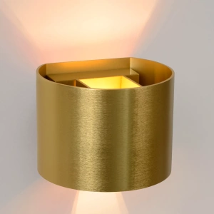 Gouden messing wandlamp met warm wit dimbaar LED-licht omhoog en omlaag