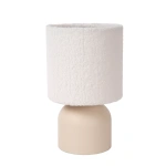 Beige tafellamp 16 cm met witte wollen kap Lucide
