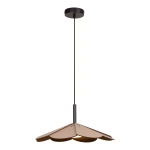 Hanglamp taupe met bloemvormige kap en zwarte pendel