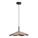 Taupe hanglamp met bloemvormige kap en zwarte ophanging