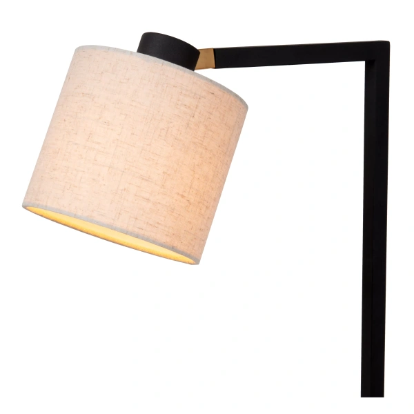 Vloerlamp zwart met beige linnen kap en matte afwerking