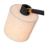 Vloerlamp met beige linnen kap en zwarte metalen arm