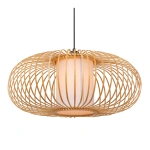 Hanglamp 60 cm lichte houtlook bamboe met wit binnenlicht Lucide